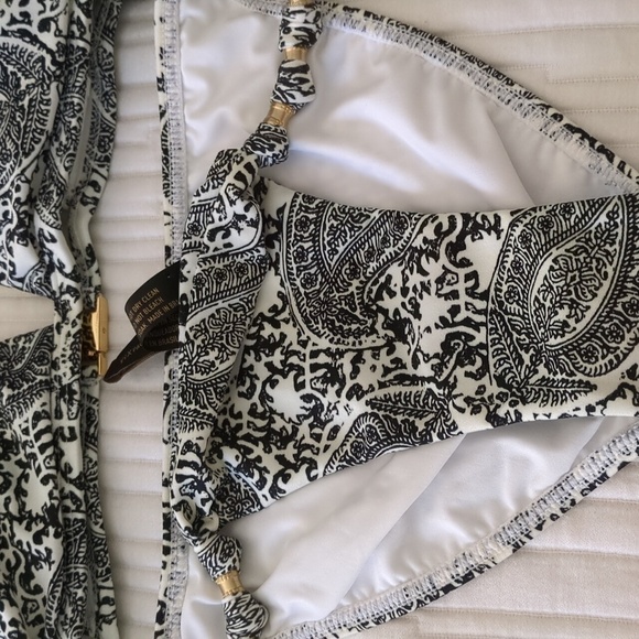 Vix Paula Hermanny Matching bikini set Romantic White Black Print With Gold - Picture 2 of 16